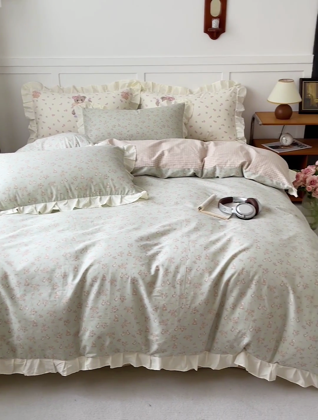 91家纺网 家纺一手货源 找家纺 澳梵家居 2025新款全棉印花韩版花间捕梦四件套 绿野社