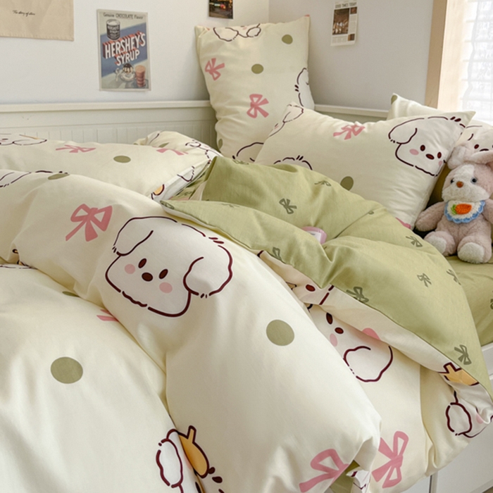 91家纺网 家纺一手货源 找家纺 寻米 2025新款13070全棉纯棉印花单被套 波点狗