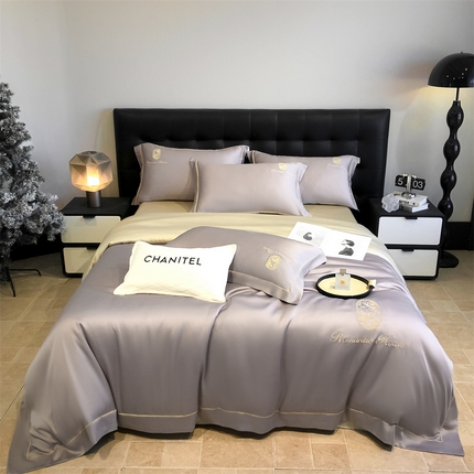 91家纺网 家纺一手货源 找家纺 （总）床绮 2025新款水洗真丝刺绣四件套-以爱之名-风格二