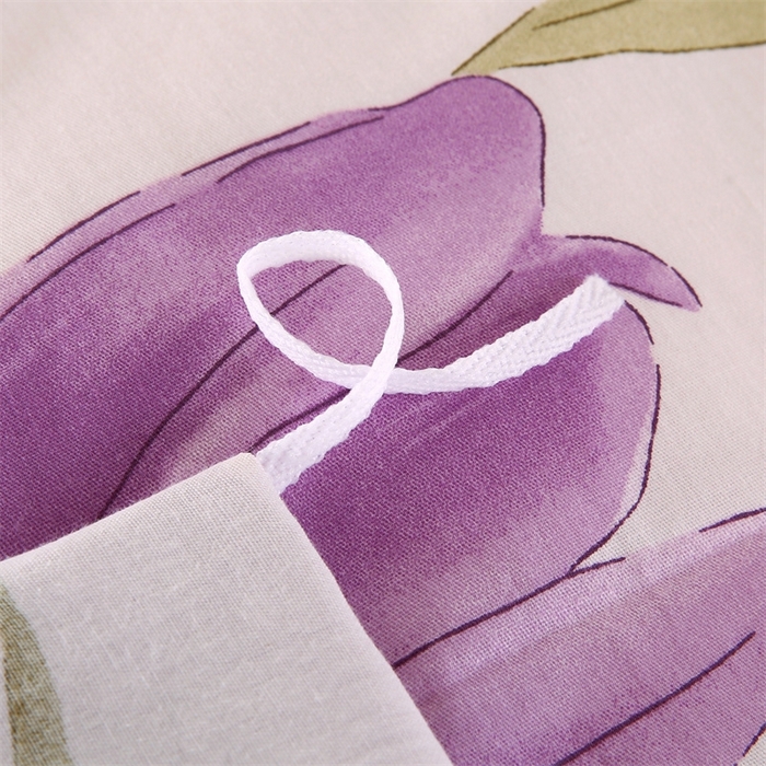 91家纺网 家纺一手货源 找家纺 梦舒羽2025新款全棉小清新印花加厚宿舍床单床裙款四件套 紫色郁金香-全棉