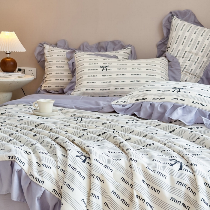 91家纺网 家纺一手货源 找家纺 梦莱斯2025新款针织棉夏被四件套 蝴蝶淑女