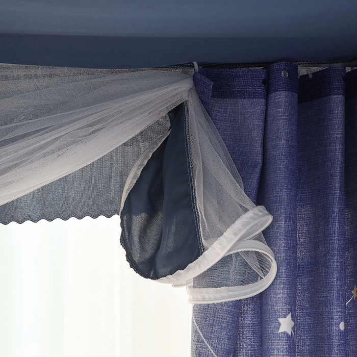 91家纺网 家纺一手货源 找家纺 显高蚊帐 2025新款U型坐床遮光防尘床帘式蚊帐 北斗星