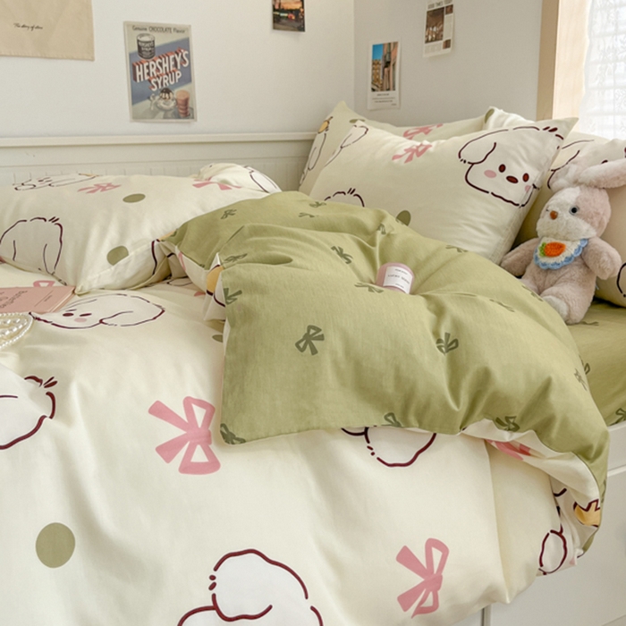 91家纺网 家纺一手货源 找家纺 寻米 2025新款13070全棉纯棉印花单被套 波点狗