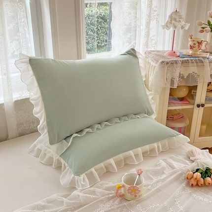 91家纺网 家纺一手货源 找家纺 （总）梦舒羽  2025新款针织棉双层纱花边枕头套双人枕套枕芯套宿舍单人枕头内胆套