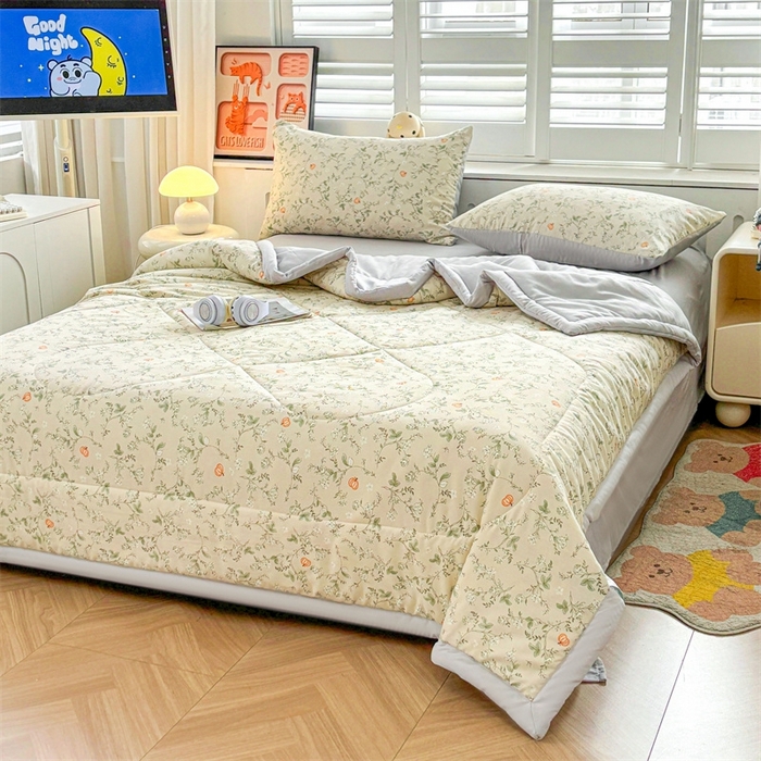 91家纺网 家纺一手货源 找家纺   壹张床  2025新款A类针织棉双层纱100%新疆棉花夏凉被《包检测》（提供买家秀） 绮花仙境