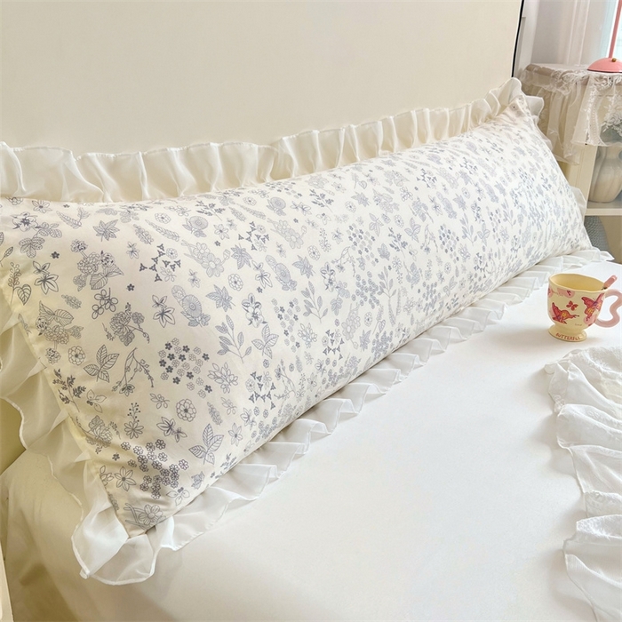 91家纺网 家纺一手货源 找家纺 梦舒羽2025新款针织棉双层纱花边枕头套情侣双人枕套枕芯套枕头内胆套 花边款-镜花水月