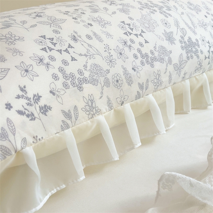 91家纺网 家纺一手货源 找家纺 梦舒羽2025新款针织棉双层纱花边枕头套情侣双人枕套枕芯套枕头内胆套 花边款-镜花水月