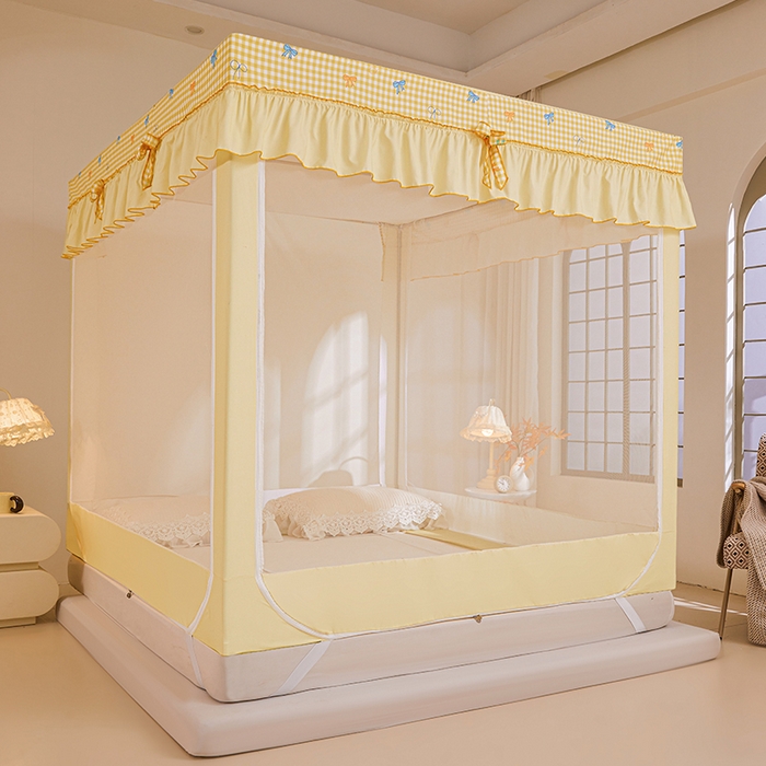 91家纺网 家纺一手货源 找家纺 锦逸家居 2025新款花边防摔坐床蚊帐 甜心小屋（不带遮光帘）