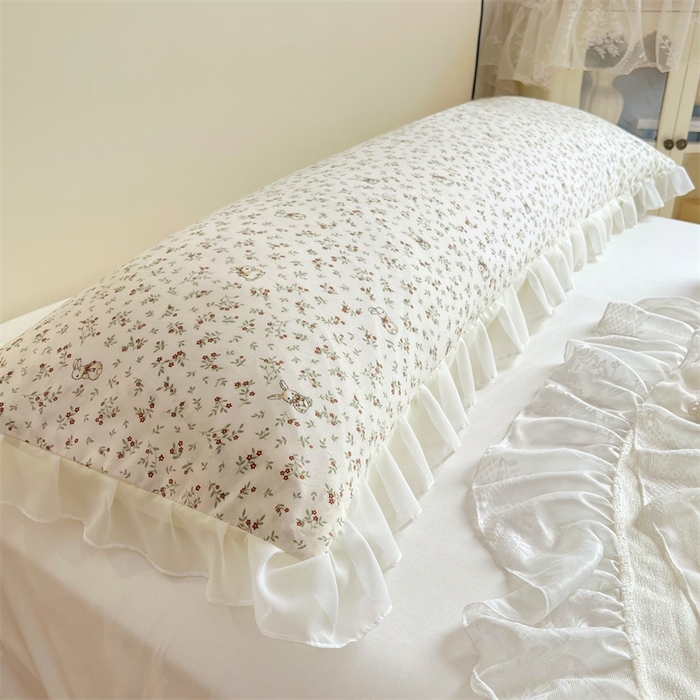 91家纺网 家纺一手货源 找家纺 梦舒羽2025新款针织棉双层纱花边枕头套情侣双人枕套枕芯套枕头内胆套 花边款-花仙子