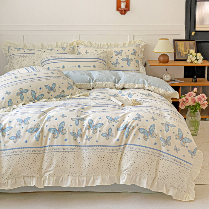 91家纺网 家纺一手货源 找家纺 澳梵家居 2025新款全棉印花韩版花间捕梦四件套 清风渡