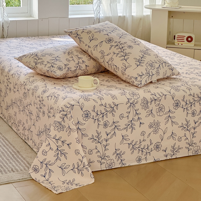 91家纺网 家纺一手货源 找家纺 莱登卡奴 新款A类100%全棉老粗布单品系列-床单 蓝海山居