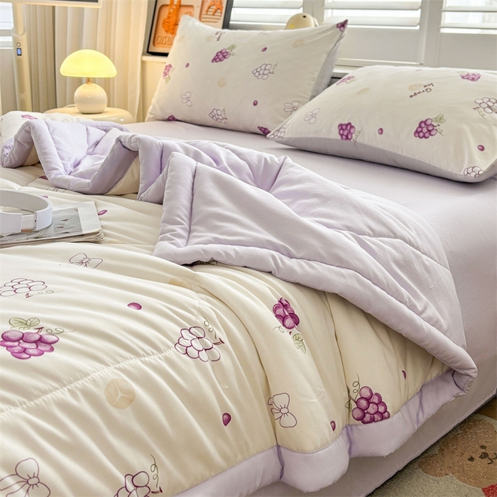 91家纺网 家纺一手货源 找家纺   壹张床  2025新款A类针织棉双层纱100%新疆棉花夏凉被《包检测》（提供买家秀） 紫葡萄