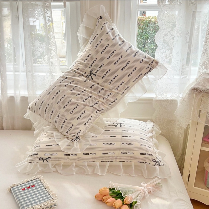 91家纺网 家纺一手货源 找家纺 梦舒羽  2025新款针织棉双层纱花边枕头套双人枕套枕芯套宿舍单人枕头内胆套 花边款-时尚先生