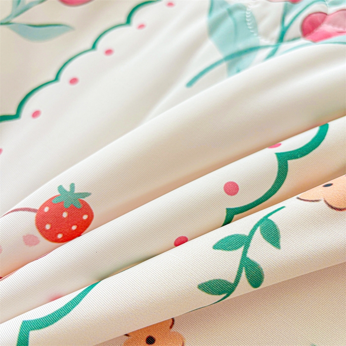 91家纺网 家纺一手货源 找家纺 雯豆2025春夏新款凉感丝夏被空调被子印花A类卡通小清新夏被 冰丝夏被四件套-浪漫花丛