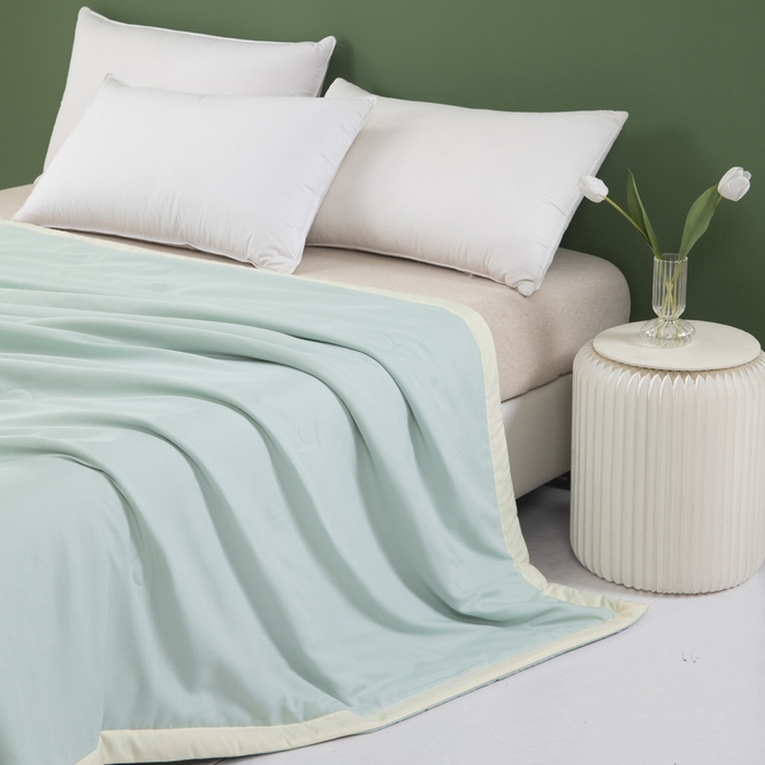 91家纺网 家纺一手货源 找家纺 帕芬鸟 2025新款亲肤磨毛夏被 薄荷绿