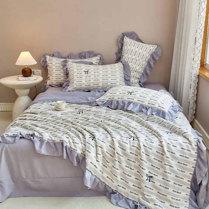 91家纺网 家纺一手货源 找家纺 梦莱斯2025新款针织棉夏被四件套 蝴蝶淑女