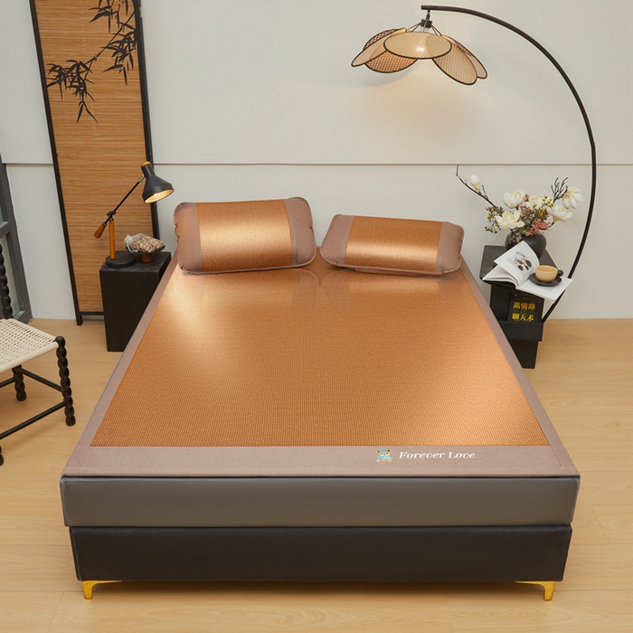 91家纺网 家纺一手货源 找家纺 尚品凤凰 2025新款冰藤席小熊绣花藤席 步步高