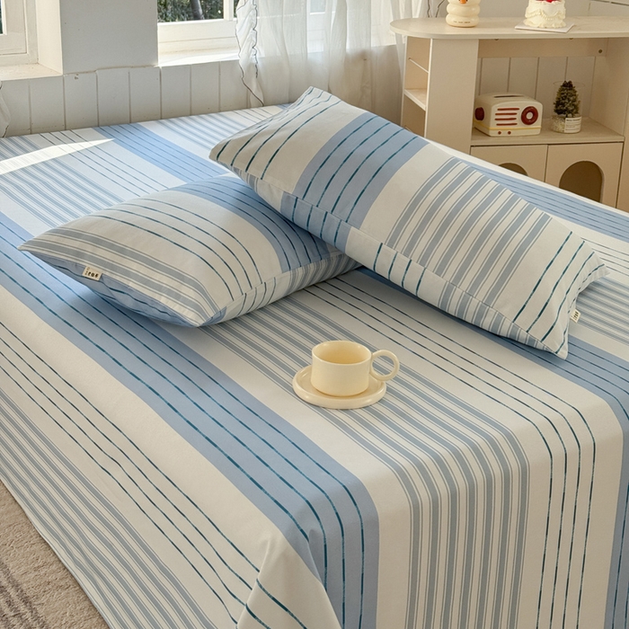 91家纺网 家纺一手货源 找家纺 莱登卡奴 新款A类100%全棉老粗布单品系列-床单 蓝宁小调