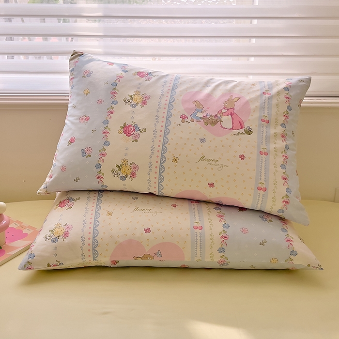 91家纺网 家纺一手货源 找家纺 DoDo 兜兜2026新款40支全棉印花单枕套 可爱花兔-小版