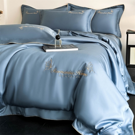 91家纺网 家纺一手货源 找家纺 （总）DC 2025新款B类天丝绣花四件套--蝶语梦系列