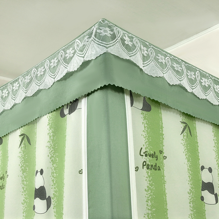 91家纺网 家纺一手货源 找家纺 显高蚊帐 2025新款U型坐床遮光防尘床帘式蚊帐 竹林熊猫