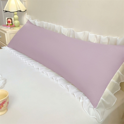 梦舒羽2025新款针织棉双层纱花边枕头套情侣双人枕套枕芯套枕头内胆套 花边款-香芋紫