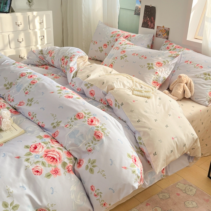 91家纺网 家纺一手货源 找家纺 寻米 2025新款13070全棉纯棉印花单被套 繁花晚庭