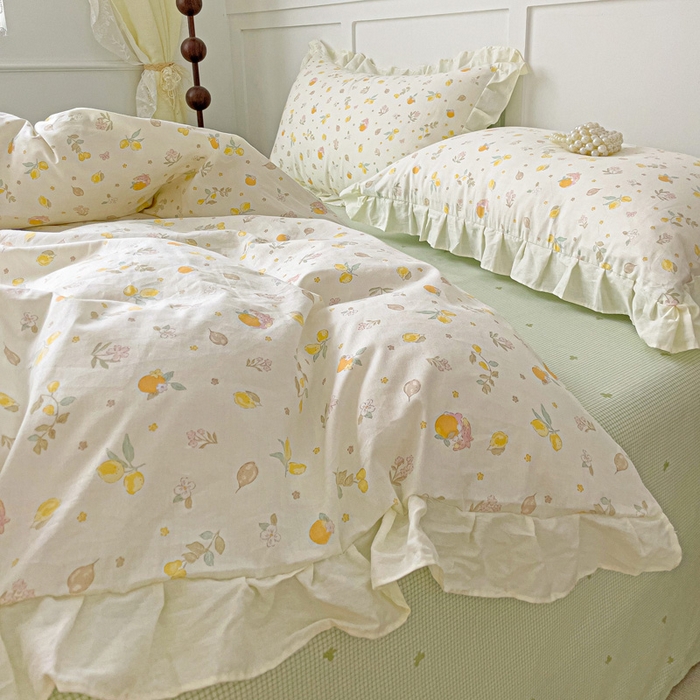 91家纺网 家纺一手货源 找家纺 澳梵家居 2025新款全棉印花韩版花间捕梦四件套 小春恋曲