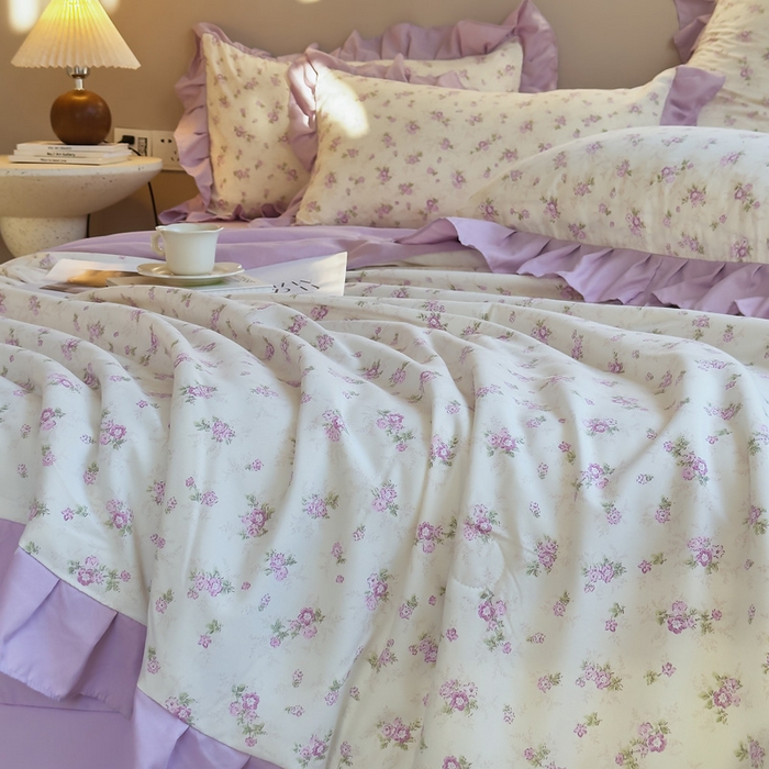 91家纺网 家纺一手货源 找家纺 梦莱斯2025新款针织棉夏被四件套 清幽