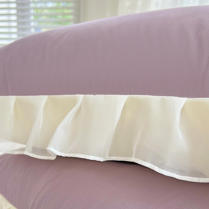 91家纺网 家纺一手货源 找家纺 梦舒羽  2025新款针织棉双层纱花边枕头套双人枕套枕芯套宿舍单人枕头内胆套 花边款-香芋紫