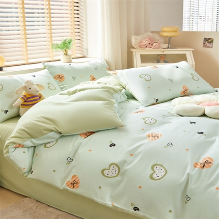 91家纺网 家纺一手货源 找家纺 （总）梦舒羽2025新款全棉小清新印花加厚宿舍床单床裙款四件套