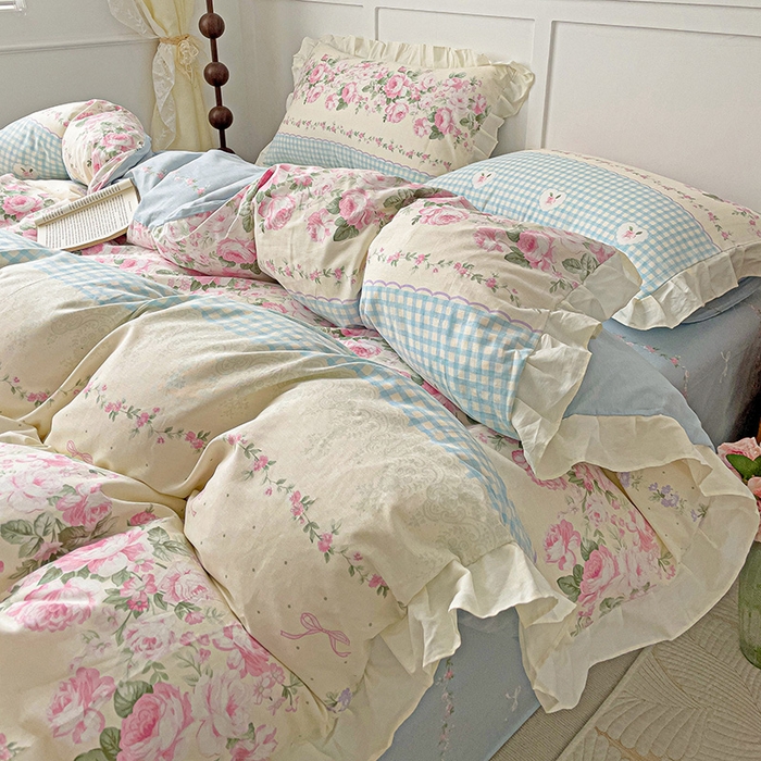 91家纺网 家纺一手货源 找家纺 澳梵家居 2025新款全棉印花韩版花间捕梦四件套 花间捕梦