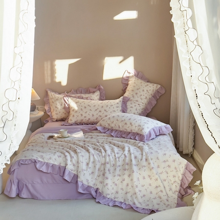 91家纺网 家纺一手货源 找家纺 梦莱斯2025新款针织棉夏被四件套 清幽