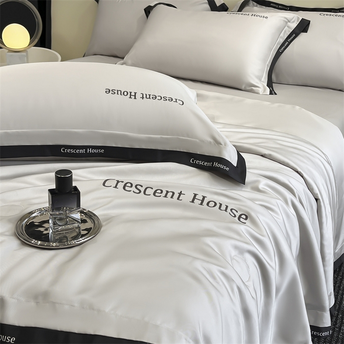 91家纺网 家纺一手货源 找家纺 笙意家纺 2025新款水洗冰丝夏被四件套-卡瑞娜系列 山灰