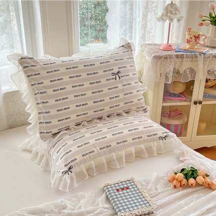 91家纺网 家纺一手货源 找家纺 （总）梦舒羽  2025新款针织棉双层纱花边枕头套双人枕套枕芯套宿舍单人枕头内胆套