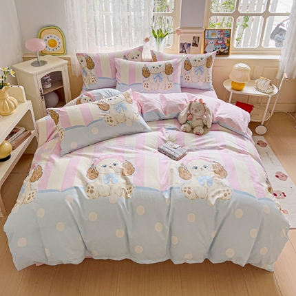 91家纺网 家纺一手货源 找家纺 麦朵家居 2025新款全棉简约款四件套 甜美的梦