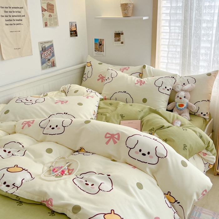 91家纺网 家纺一手货源 找家纺 寻米 2025新款13070全棉纯棉印花单被套 波点狗