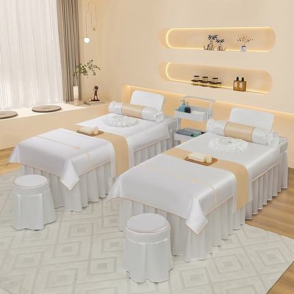 芙怡 2025春夏新款8028款冰丝绒美 容床罩-小花系列 小花-白色