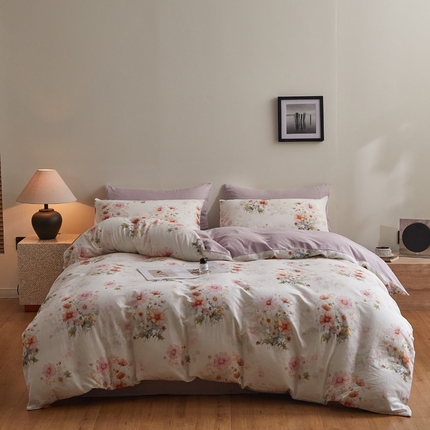 91家纺网 家纺一手货源 找家纺 （总）涵宸家纺 2025新款全棉双层纱印花四件套