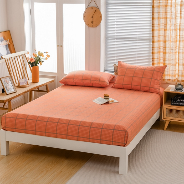 91家纺网 家纺一手货源 找家纺 柠萌家居 2025新款A类全棉色织水洗棉单床笠 瓦尔桔