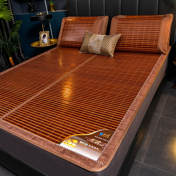 91家纺网 家纺一手货源 找家纺 苏迪凉席竹席2025新款竹席凉席冰丝席碳化双面印花藤草席 红木纹