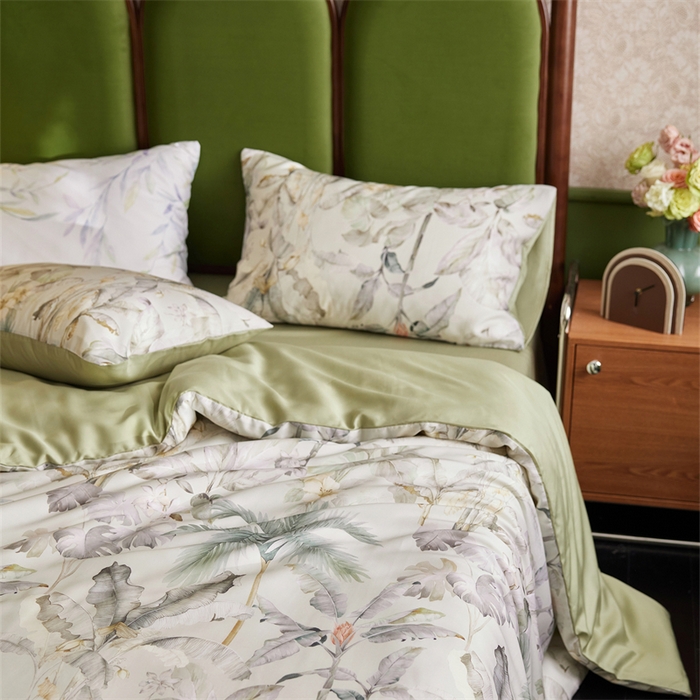 91家纺网 家纺一手货源 找家纺 时年家纺 2025新款莱赛尔天丝印花系列四件套栖鸣