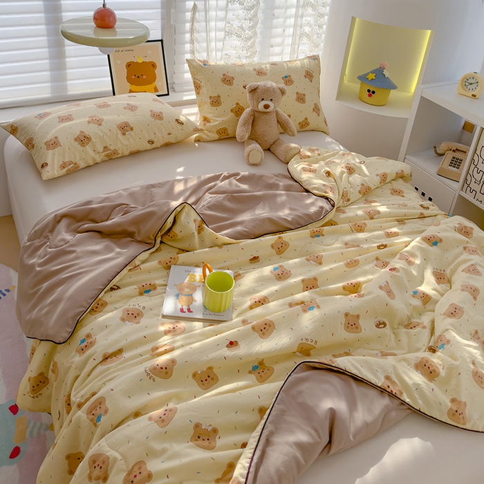 91家纺网 家纺一手货源 找家纺 贝扬思 2025新款水洗皱皱纱系列夏被夏凉被空调被（风格一） 奥利奥小熊