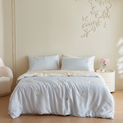 风向标2025新款60S兰精天丝绣花四件套 乐萌小象