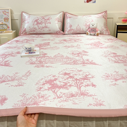 莱米家纺 2025新款小清新数码冰藤系列软席 粉色庄园