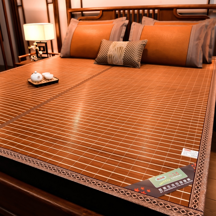 91家纺网 家纺一手货源 找家纺 苏迪凉席竹席2025新款竹席凉席冰丝席碳化双面印花藤草席 碳化岁月