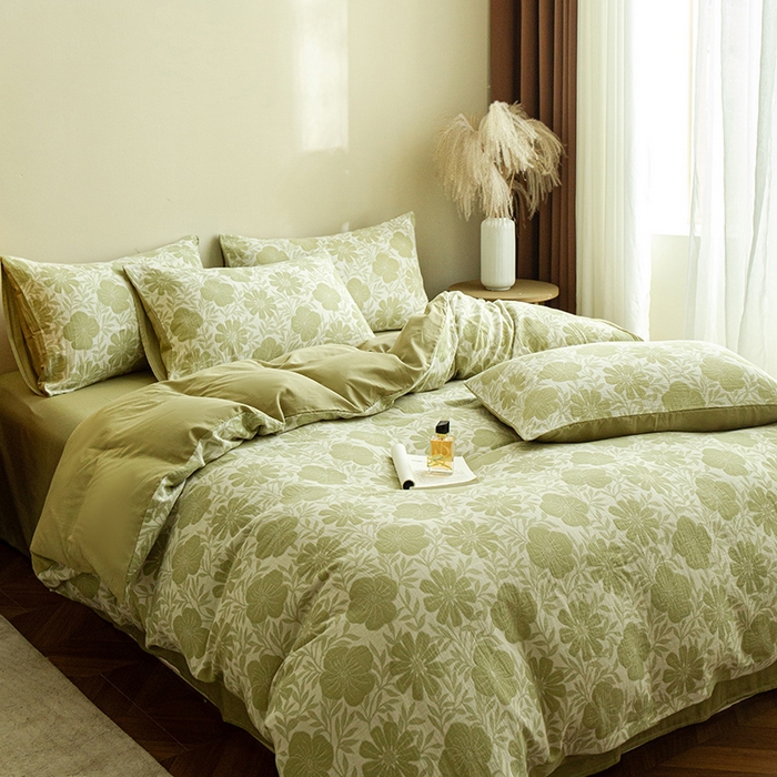 91家纺网 家纺一手货源 找家纺 2025新款A类全棉三层纱四件套 春风得意