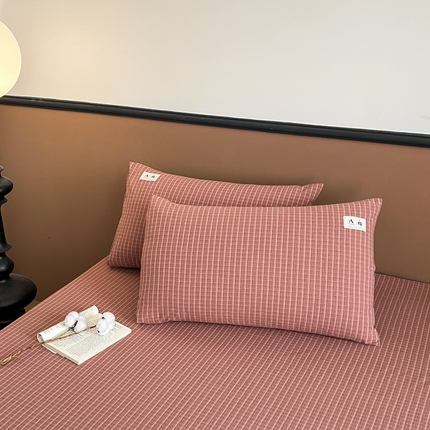 21度C 2025复古风全棉A类枕套 晚晴红