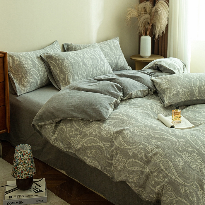 91家纺网 家纺一手货源 找家纺 2025新款A类全棉三层纱四件套 轩谷幽兰