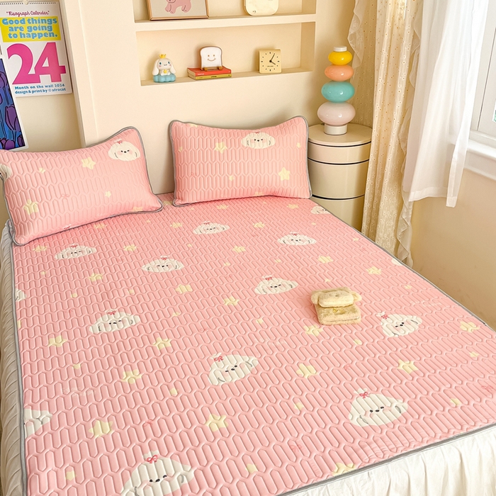 91家纺网 家纺一手货源 找家纺 川悦生活 2025新款小阪凉感丝印花凉席 星梦小狗